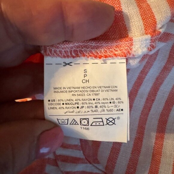 Old Navy Linen Pop Over Dress Size Small Beach Lagenlook Coastal Tropical Lagom - Picture 7 of 8